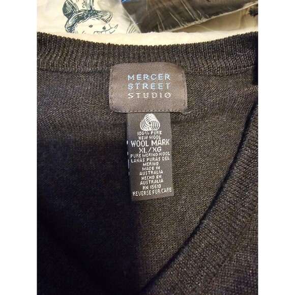 Mercer Street Studio Sweater Vest Mens XL Grey Merino Wool Pullover Australia - Picture 3 of 4